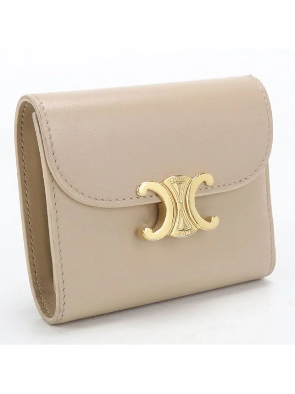 Celine Small Flap Wallet Triomphe Trifold Shiny Calfskin